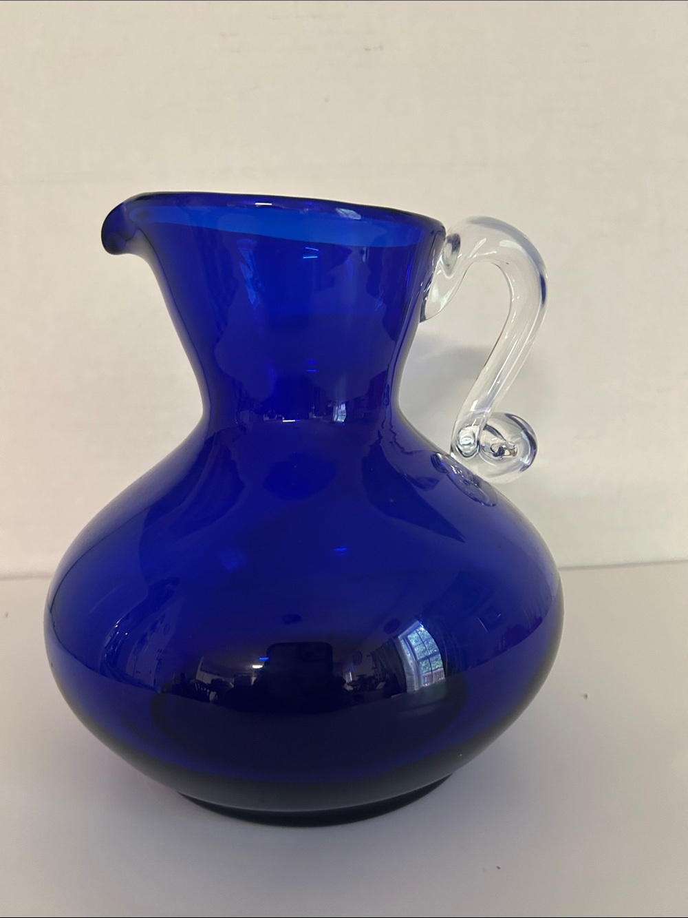 Clear-Handled Cobalt Blue Glass Pitcher - Home Art